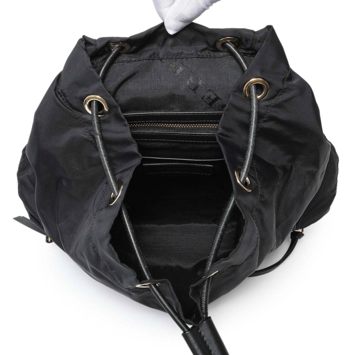 Exclusive Burberry Black Nylon Medium Rucksack — Top View