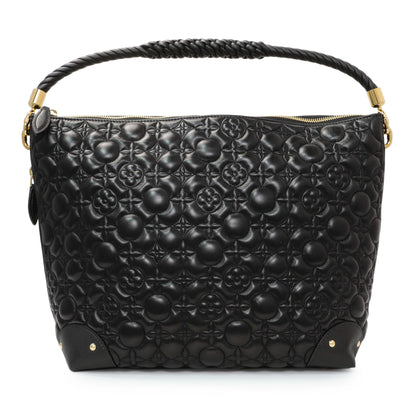 Exclusive Louis Vuitton Black Lambskin Quilted Flowers Triangle Softy — Front View