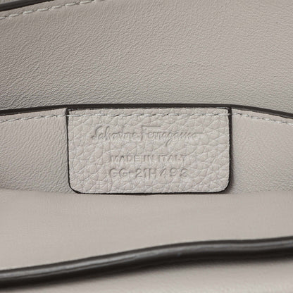 Exclusive Salvatore Ferragamo Grey Calfskin Small Margot Top Handle — Lifestyle View