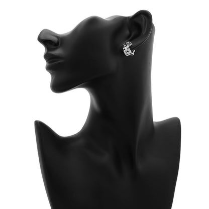 Exclusive Cartier 18K White Gold Panthere Maillon Earrings — Back View