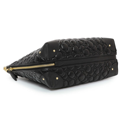 Exclusive Louis Vuitton Black Lambskin Quilted Flowers Triangle Softy — Back View