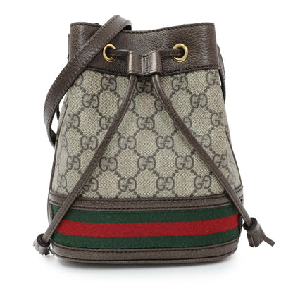 Exclusive Gucci GG Supreme Monogram Web Mini Ophidia Bucket Bag — Front View