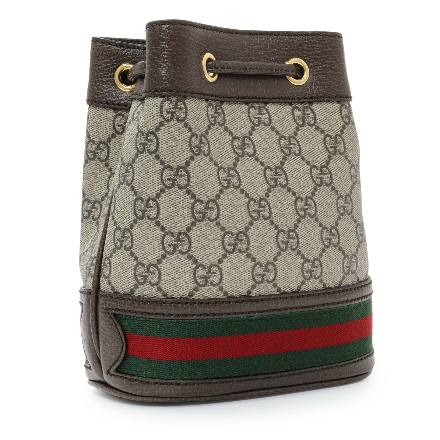 Exclusive Gucci GG Supreme Monogram Web Mini Ophidia Bucket Bag — Side View