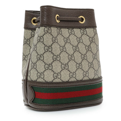 Exclusive Gucci GG Supreme Monogram Web Mini Ophidia Bucket Bag — Side View
