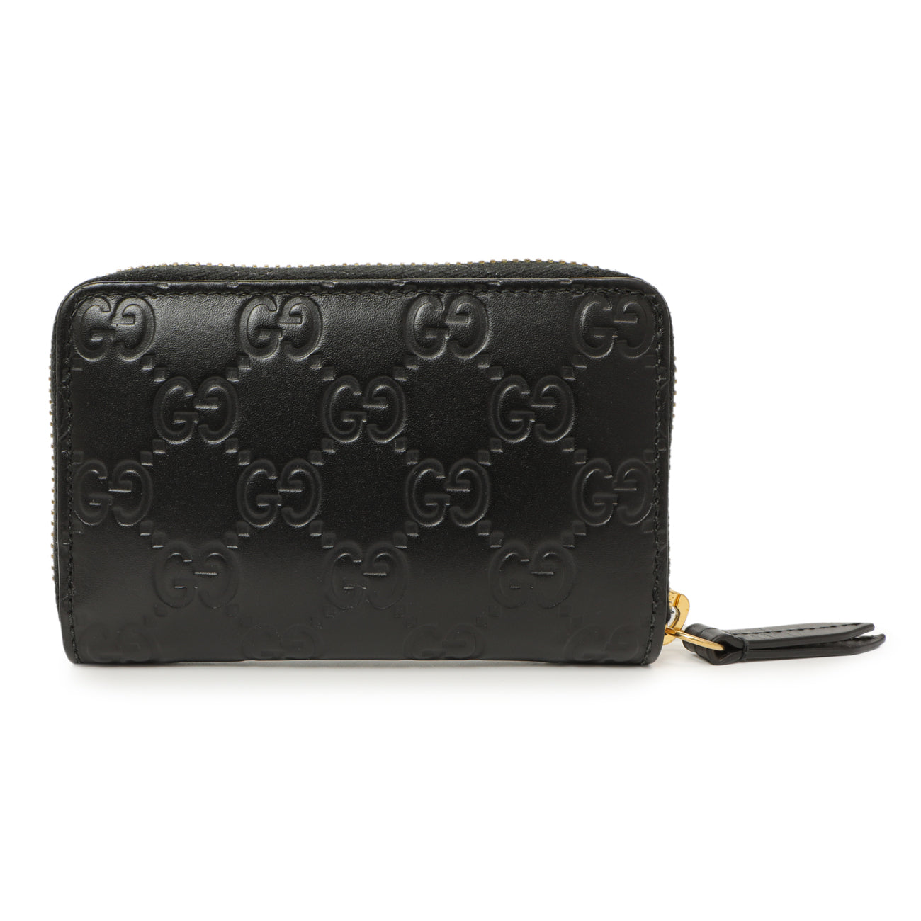 Exclusive Gucci Black Guccissima Zip Around Card Case — Side View