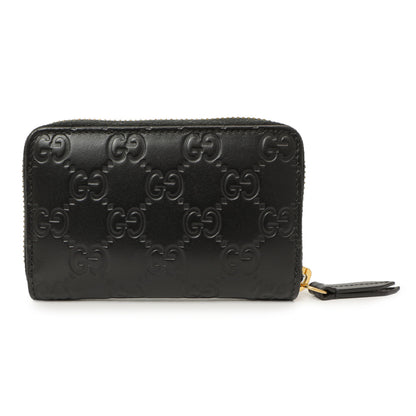 Exclusive Gucci Black Guccissima Zip Around Card Case — Side View