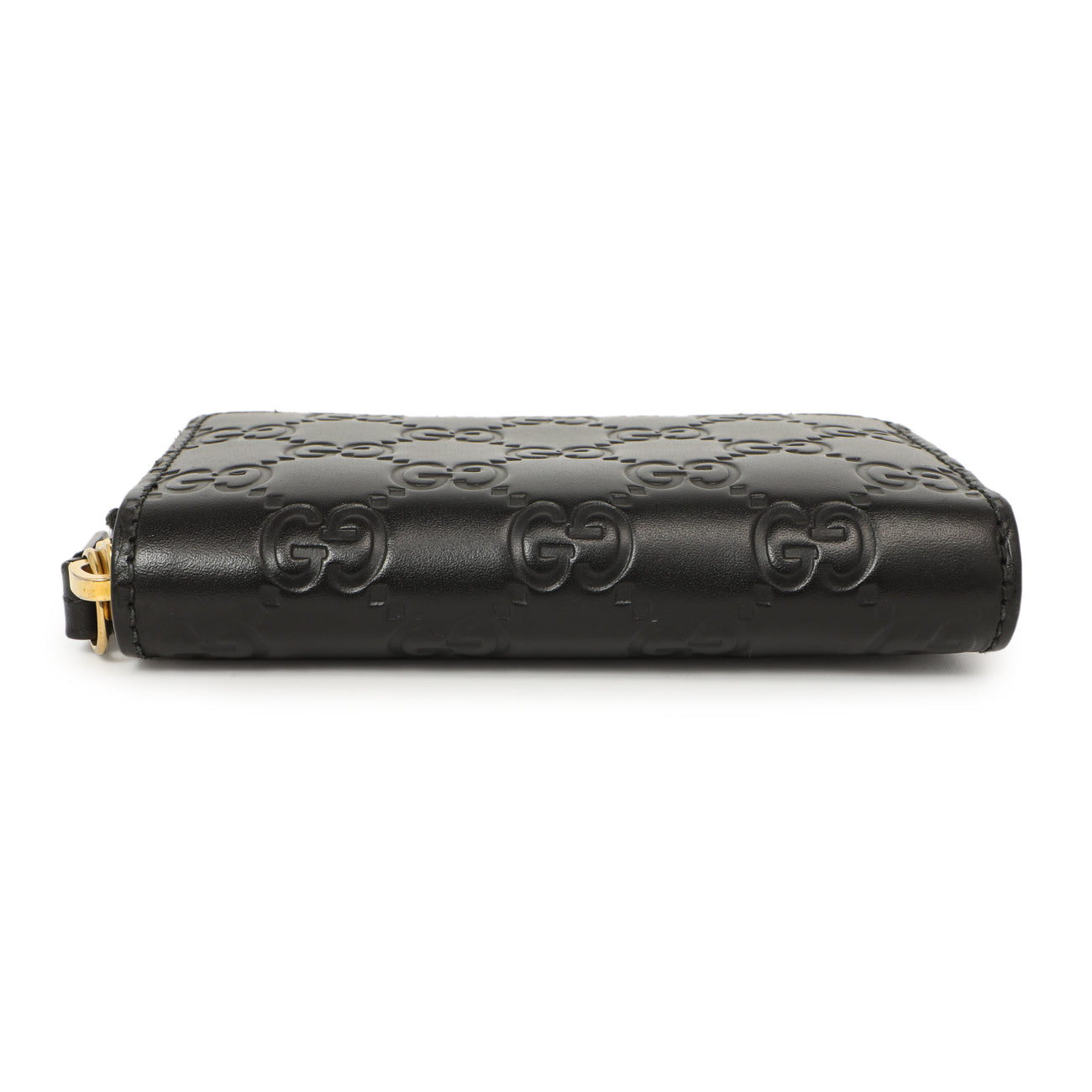 Exclusive Gucci Black Guccissima Zip Around Card Case — Back View
