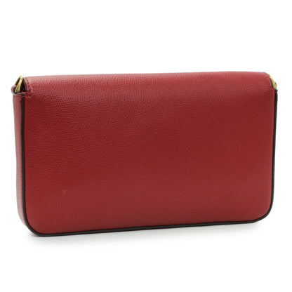 Exclusive Fendi Red Vitello Cruise F is Fendi Wallet on Chain — Side View