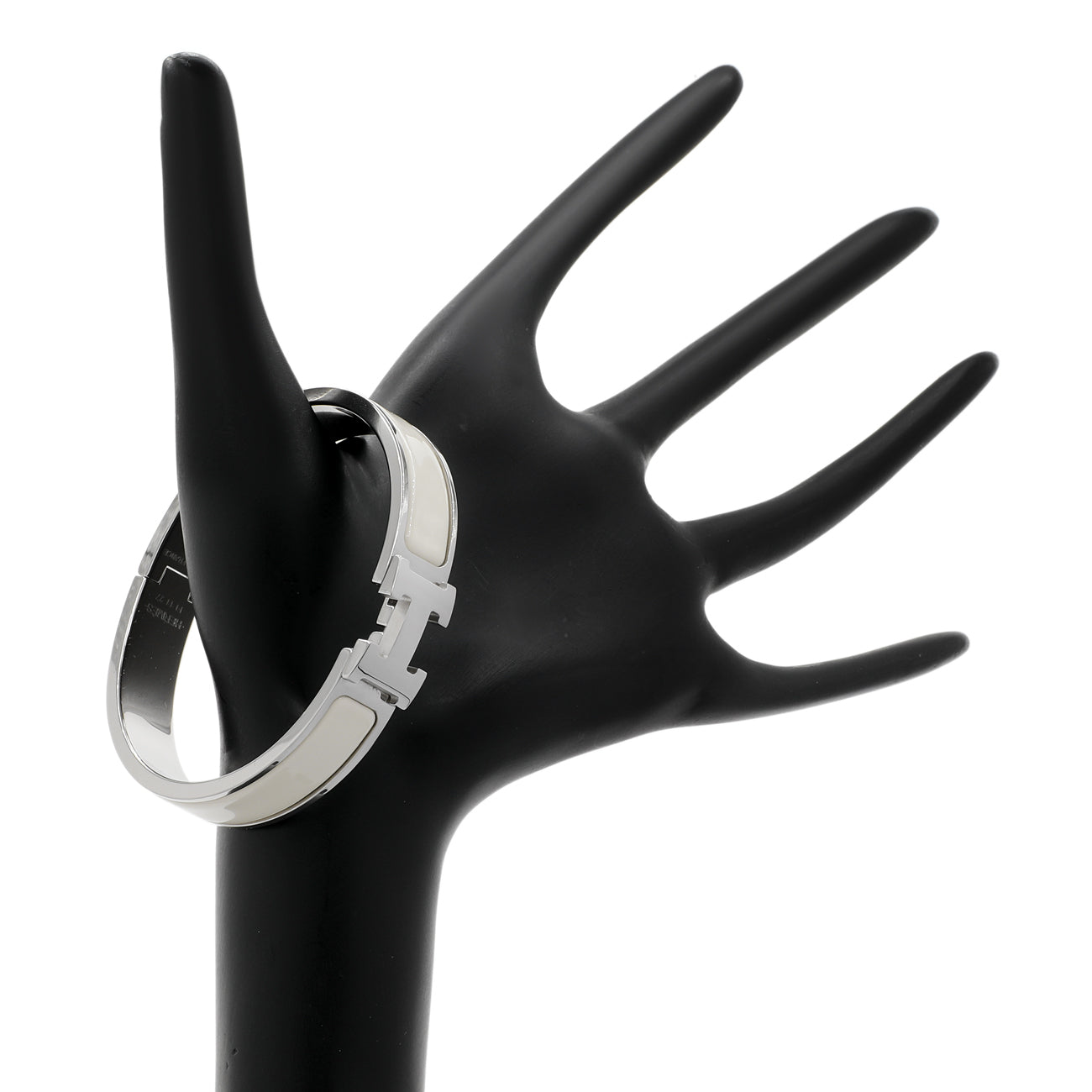 Exclusive Hermes White Clic H Bracelet — Back View