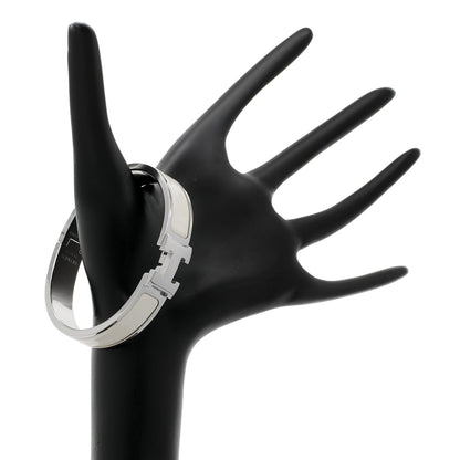 Exclusive Hermes White Clic H Bracelet — Back View