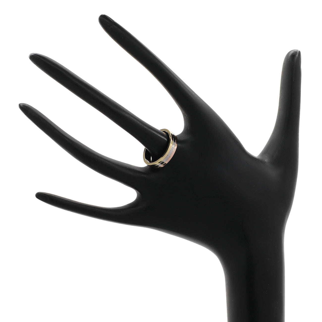 Exclusive Cartier 18K White Yellow Rose Gold Vendome Louis Cartier Wedding Band Ring — Back View