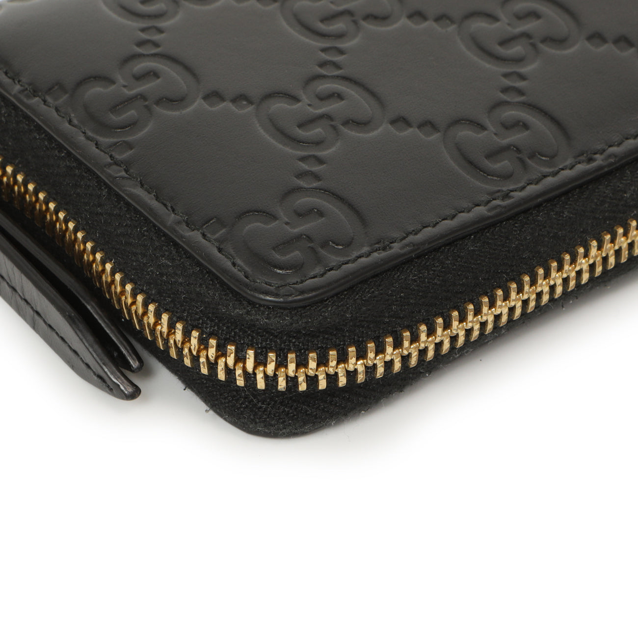 Exclusive Gucci Black Guccissima Zip Around Card Case — Lifestyle View