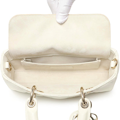 Exclusive Christian Dior White Lambskin Cannage Small Lady D-Joy — Top View