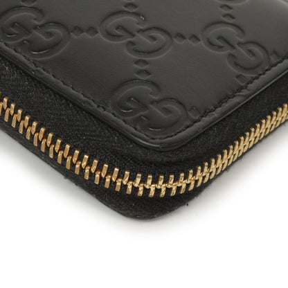 Exclusive Gucci Black Guccissima Zip Around Card Case — Detail View