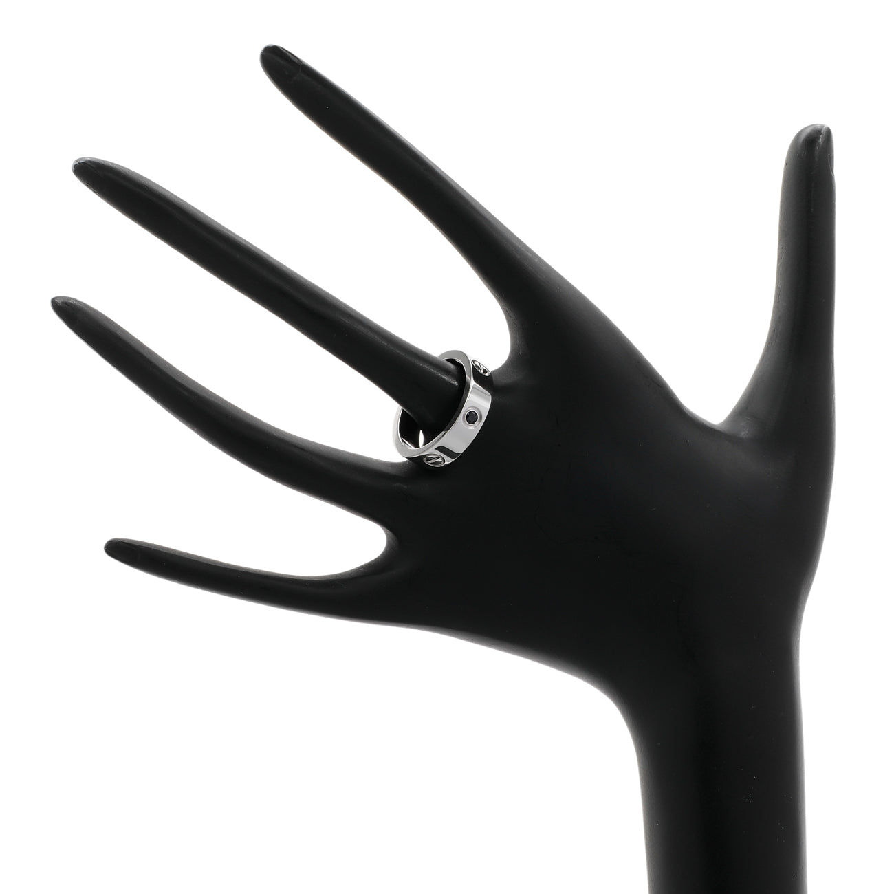 Exclusive Cartier 18K White Gold Sapphire Classic Love Ring — Back View
