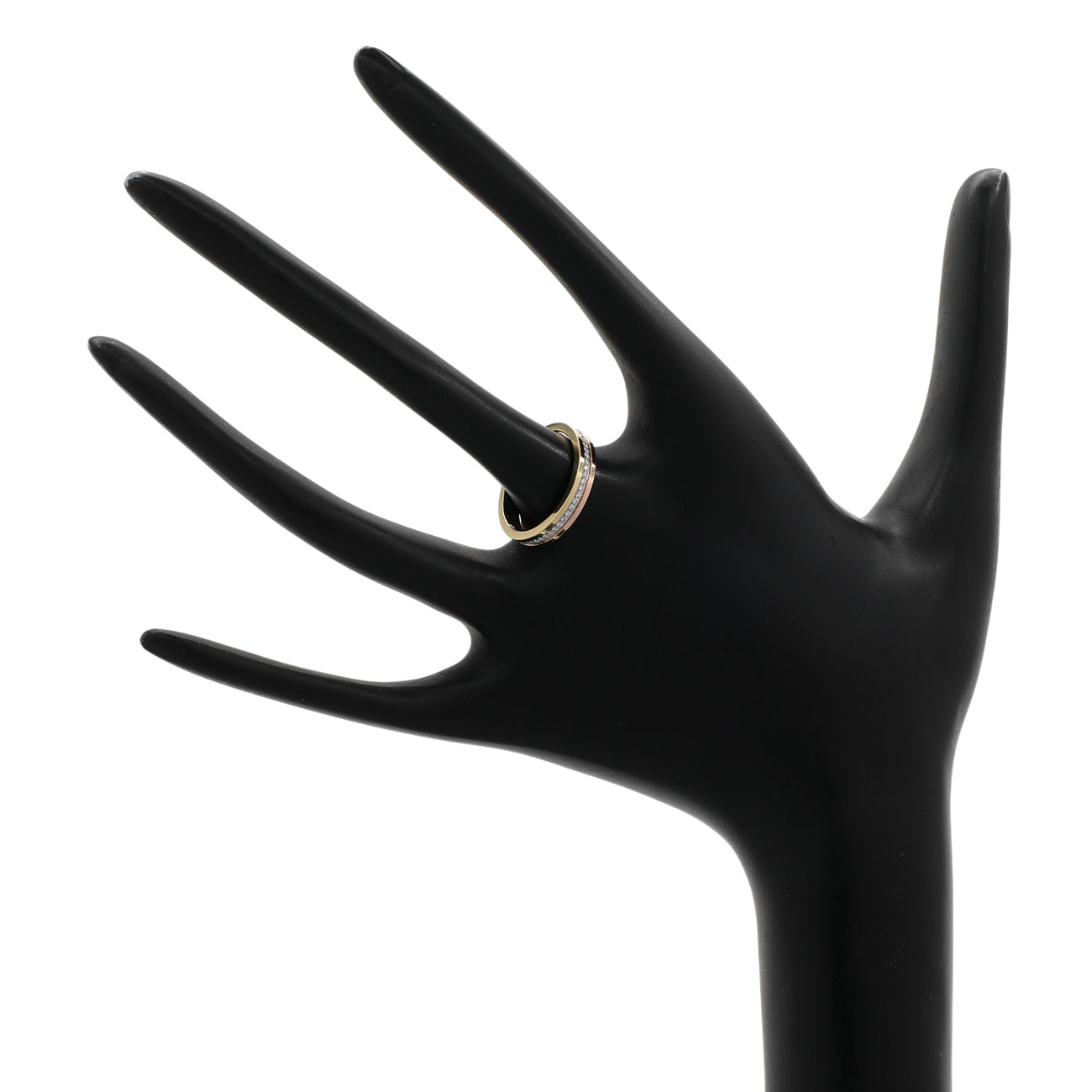 Exclusive Cartier 18K White Yellow Rose Gold Diamond Vendome Louis Cartier Wedding Band Ring — Back View