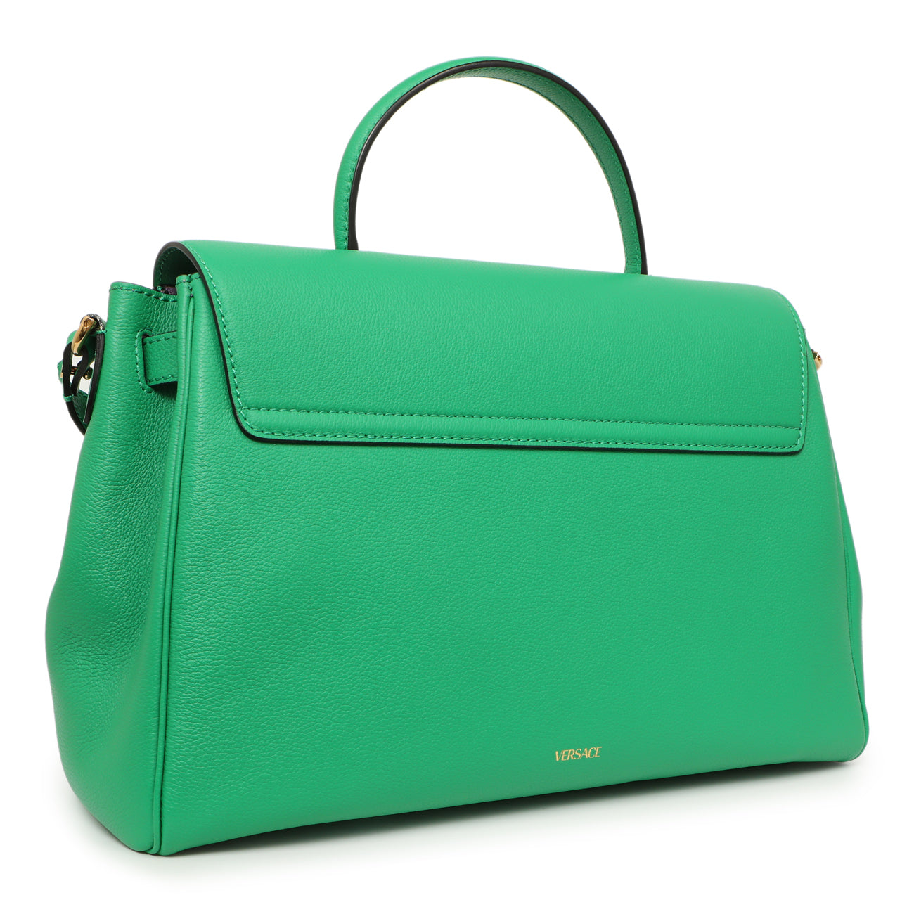 Exclusive Versace Green Calfskin Large La Medusa Top Handle — Side View