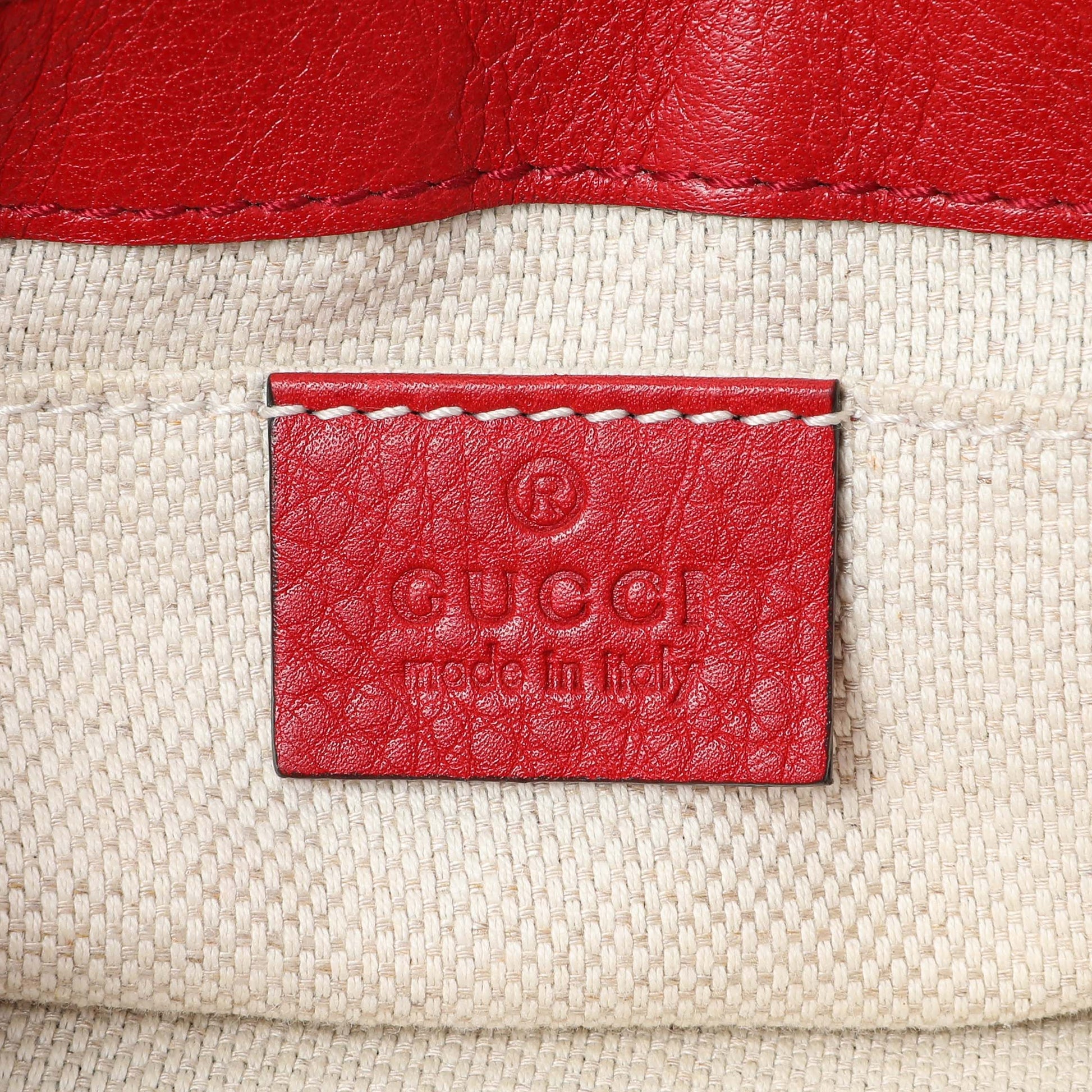 Exclusive Gucci Red Pebbled Calfskin Small Soho Flap Crossbody — Alternate View 13