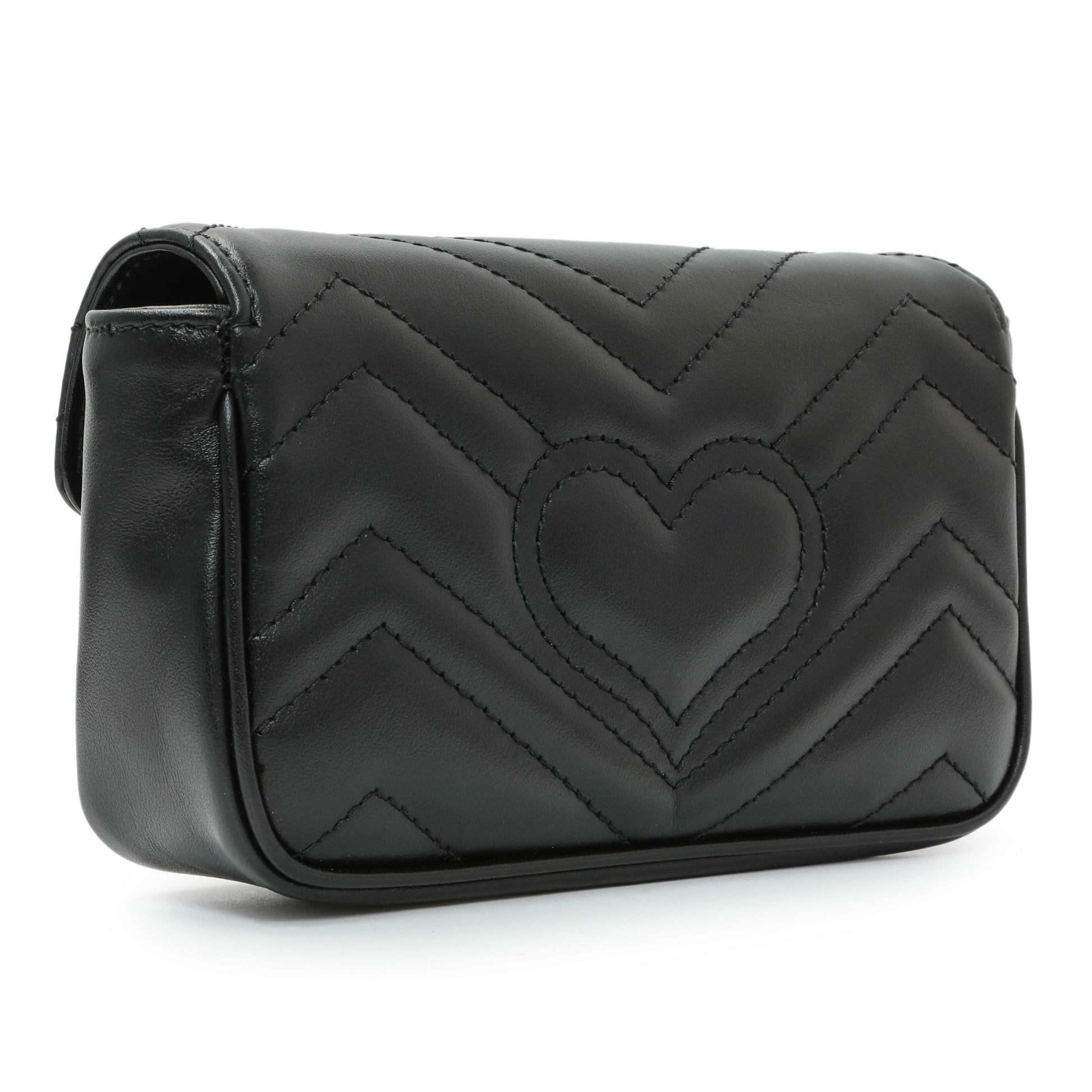 Exclusive Gucci Black Calfskin Matelasse Super Mini GG Marmont — Side View