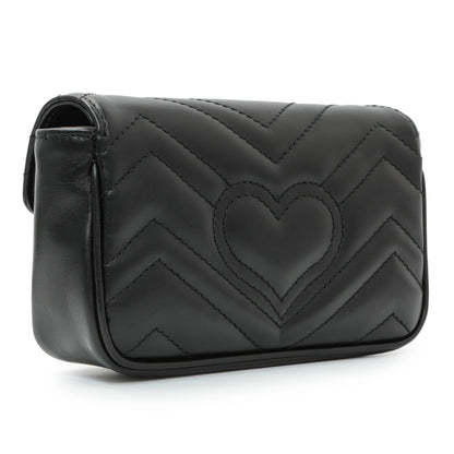 Exclusive Gucci Black Calfskin Matelasse Super Mini GG Marmont — Side View