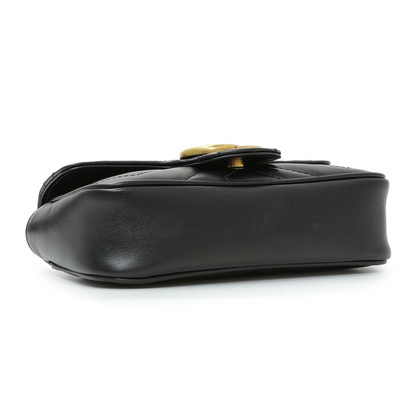 Exclusive Gucci Black Calfskin Matelasse Super Mini GG Marmont — Back View