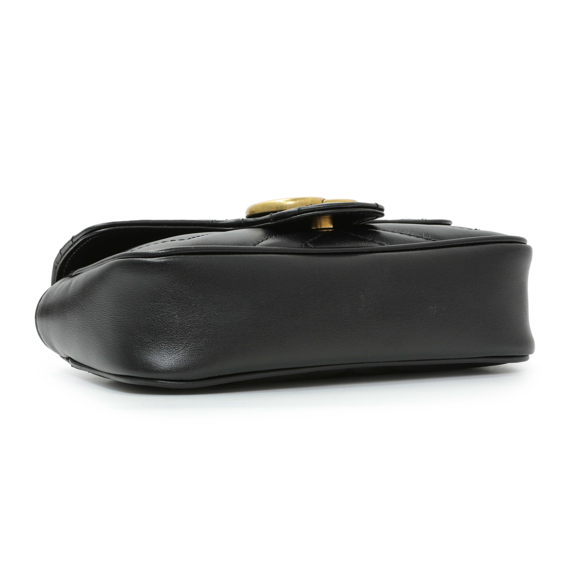 Exclusive Gucci Black Calfskin Matelasse Super Mini GG Marmont — Back View