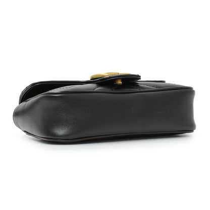 Exclusive Gucci Black Calfskin Matelasse Super Mini GG Marmont — Back View