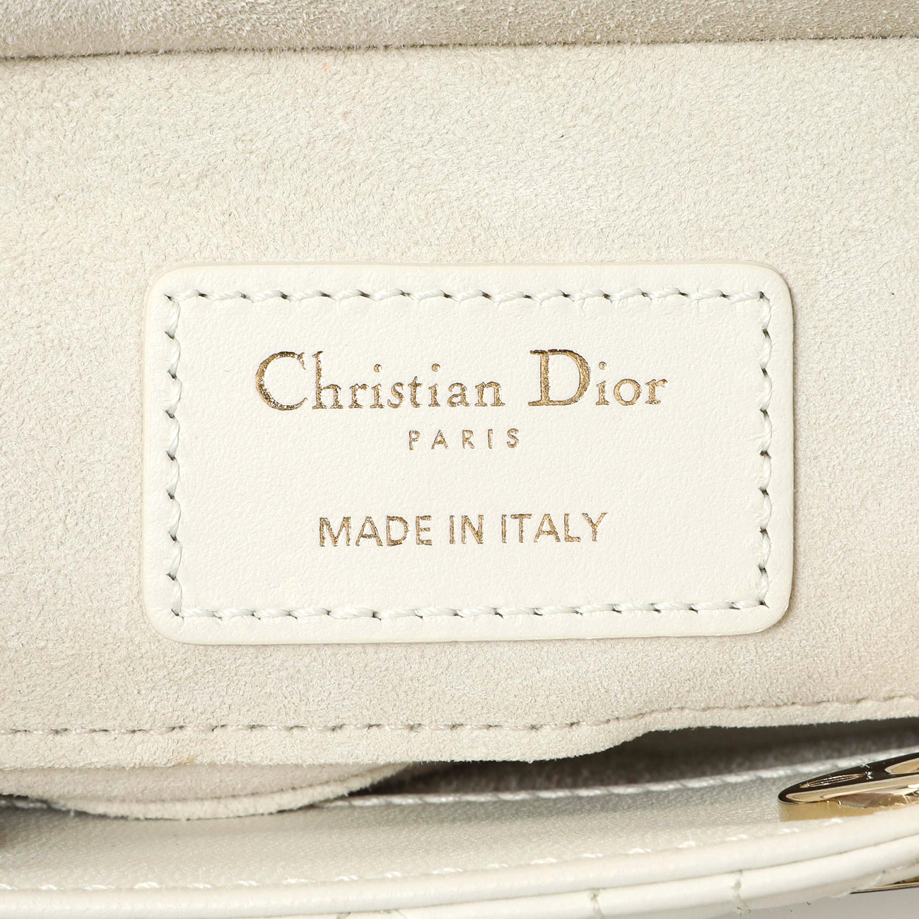 Exclusive Christian Dior White Lambskin Cannage Small Lady D-Joy — Detail View