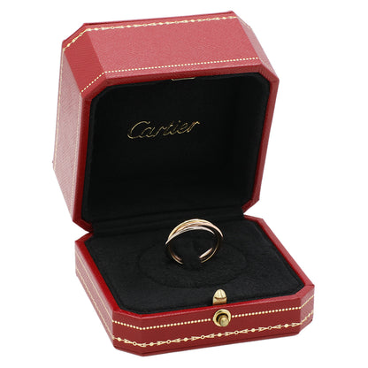 Exclusive Cartier 18K White Yellow Rose Gold Trinity XS Ring — Top View