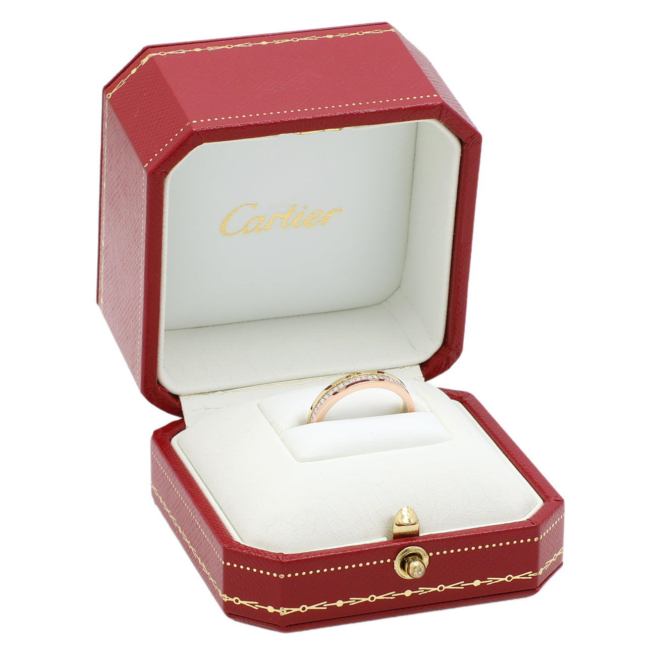 Exclusive Cartier 18K White Yellow Rose Gold Diamond Vendome Louis Cartier Wedding Band Ring — Top View