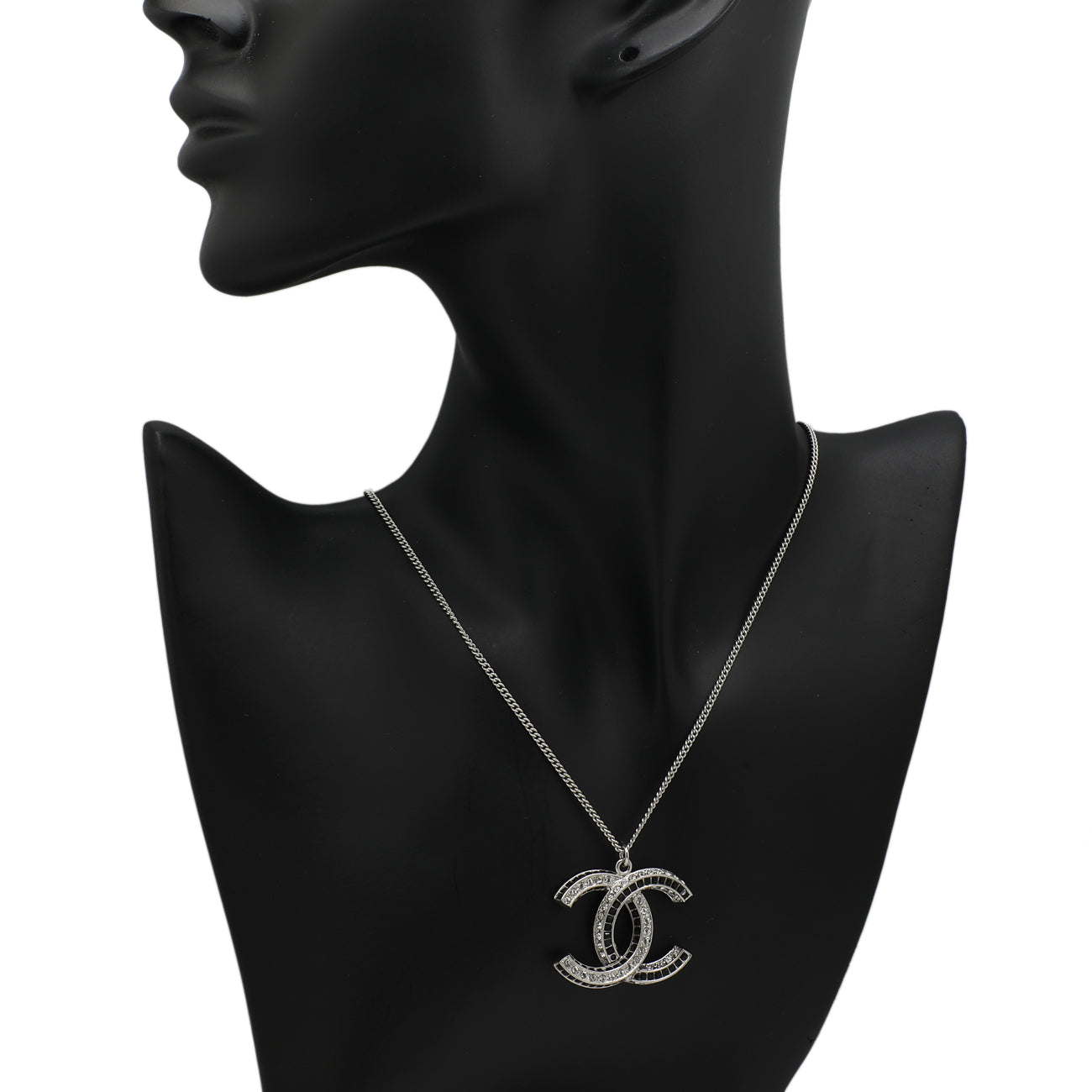Exclusive Chanel CC Crystal Pendant Necklace — Top View