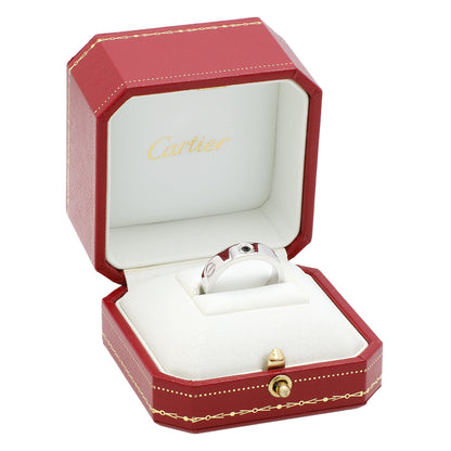 Exclusive Cartier 18K White Gold Sapphire Classic Love Ring — Top View
