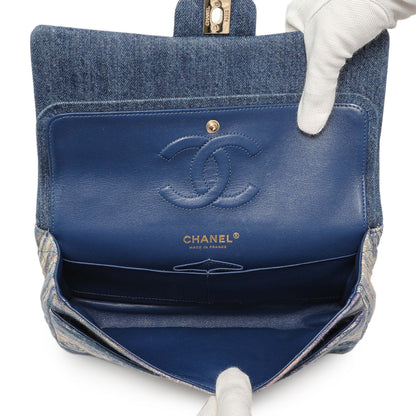 Exclusive Chanel Quilted Denim Medium Classic Double Flap — Top View