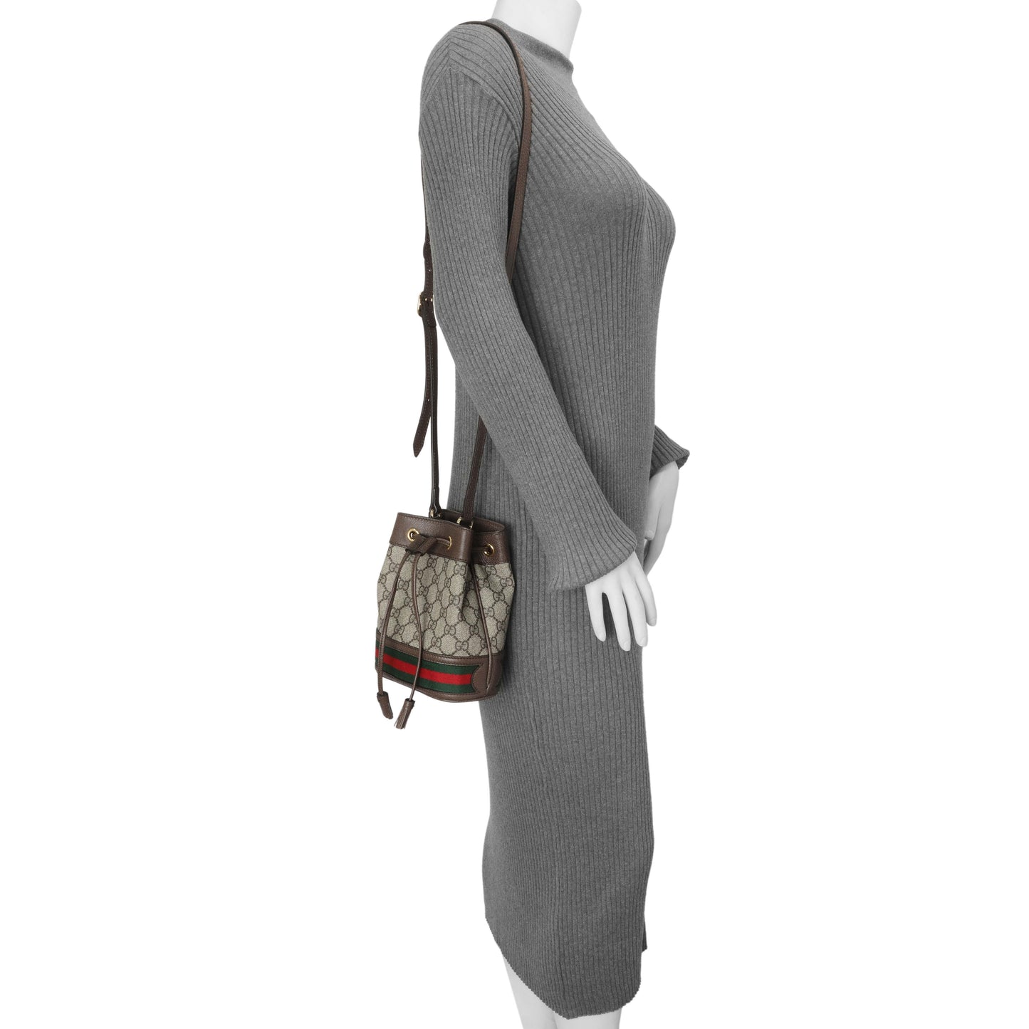 Exclusive Gucci GG Supreme Monogram Web Mini Ophidia Bucket Bag — Alternate View 8