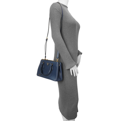 Exclusive Prada Bluette Saffiano Small Galleria Double Zip Tote — Alternate View 13