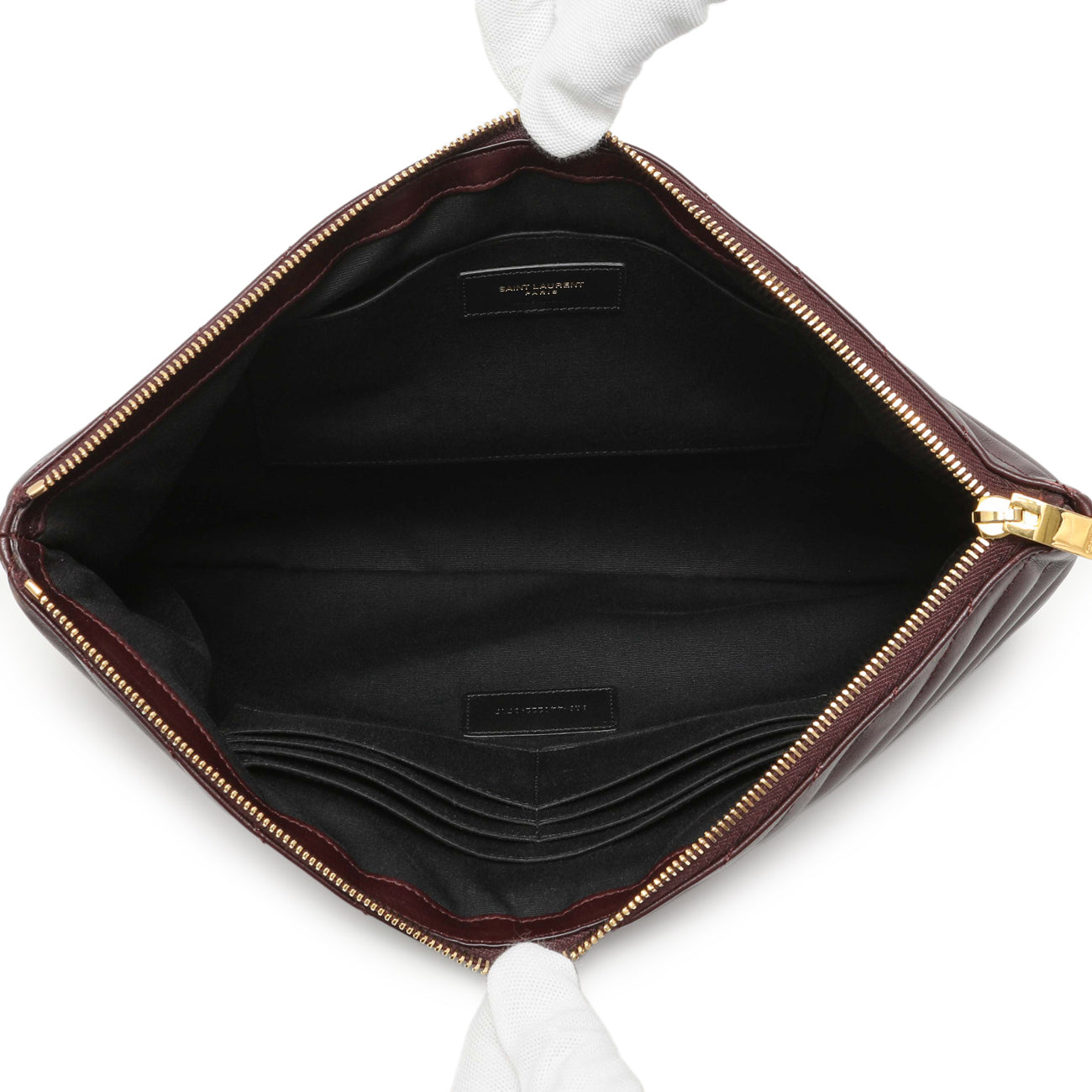 Exclusive Saint Laurent Burgundy Calfskin Matelasse Chevron Monogram Document Holder — Top View