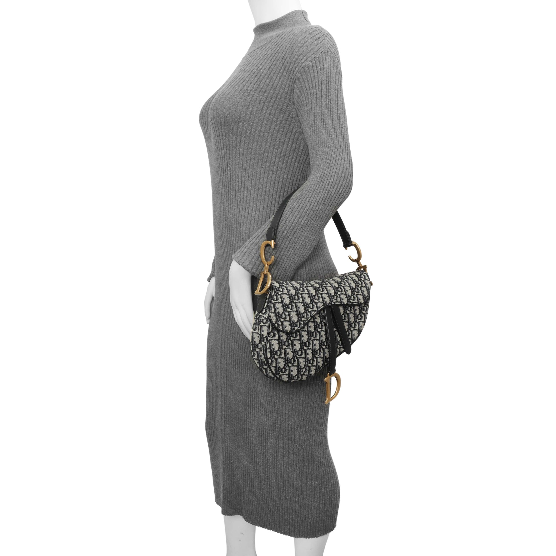 Exclusive Christian Dior Blue Oblique Saddle Bag — Alternate View 9