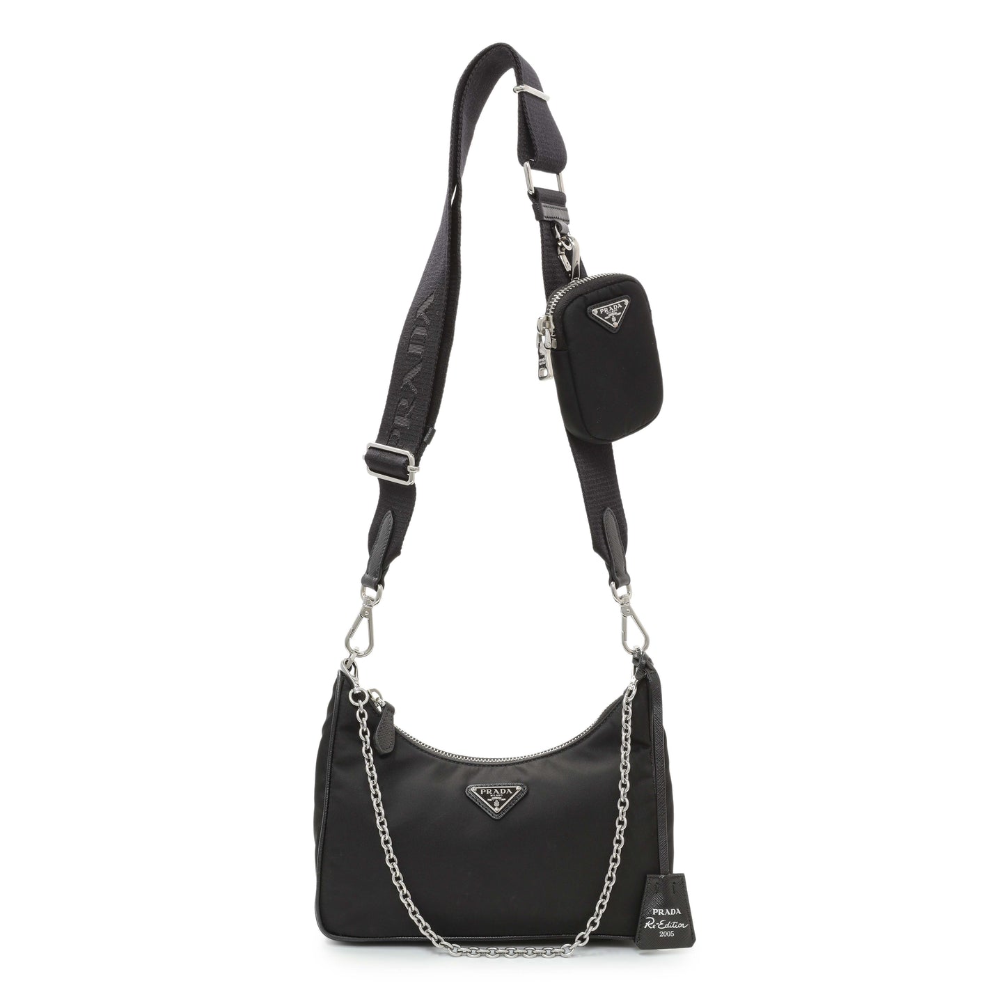 Exclusive Prada Black Nylon Re-Edition 2005 Shoulder Bag — Front View