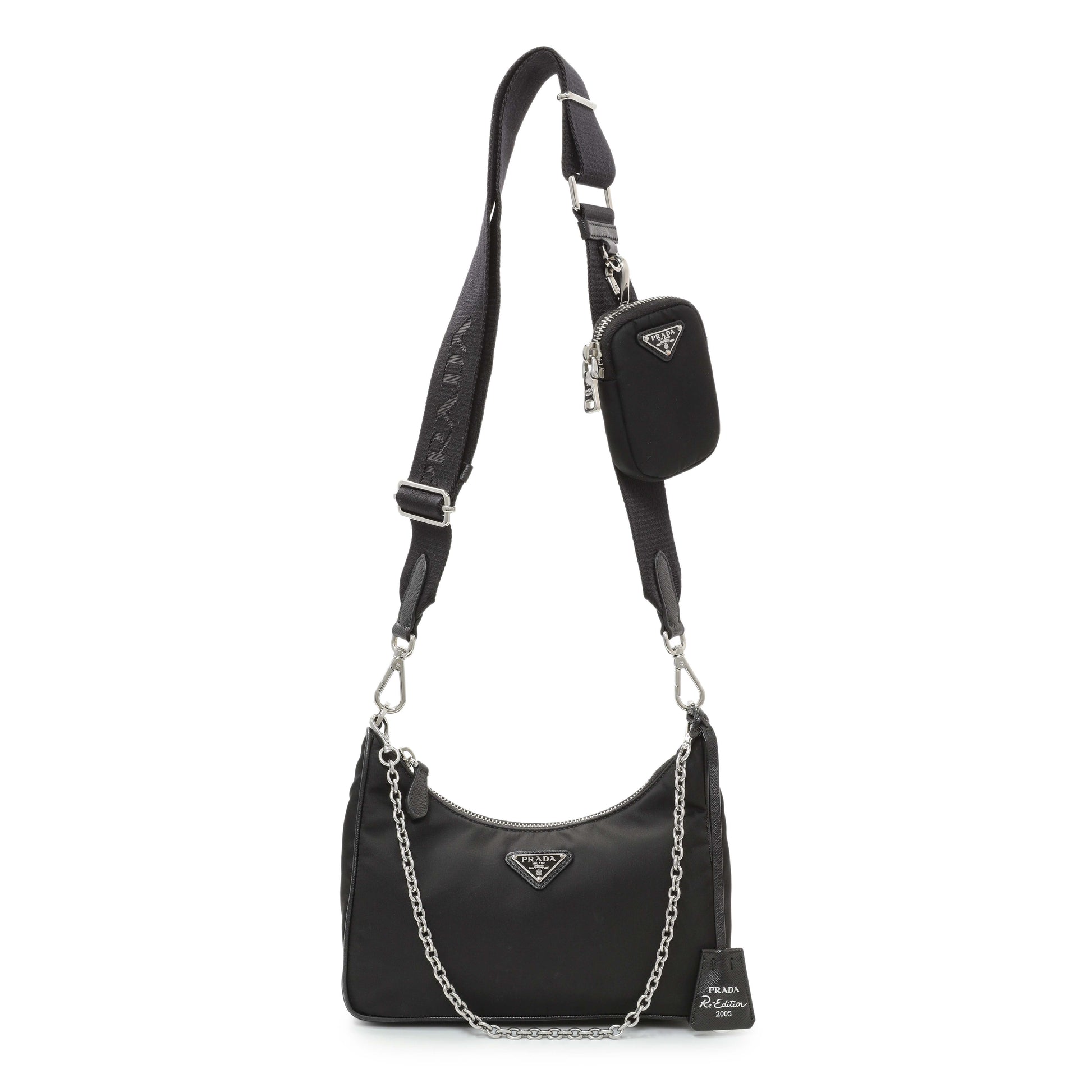 Exclusive Prada Black Nylon Re-Edition 2005 Shoulder Bag — Front View
