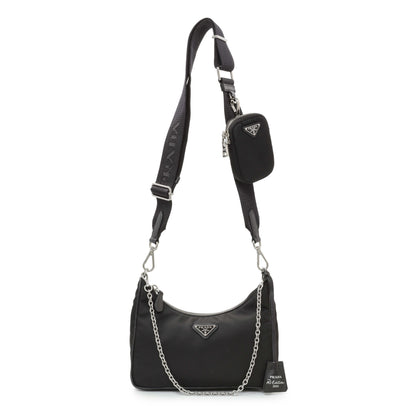 Exclusive Prada Black Nylon Re-Edition 2005 Shoulder Bag — Front View