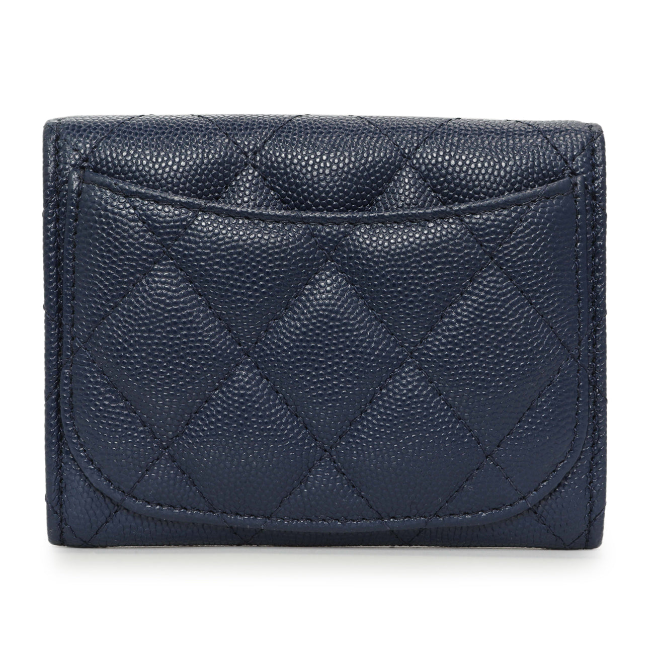 Exclusive Chanel Blue Quilted Caviar Flap Card Holder Wallet — Side View
