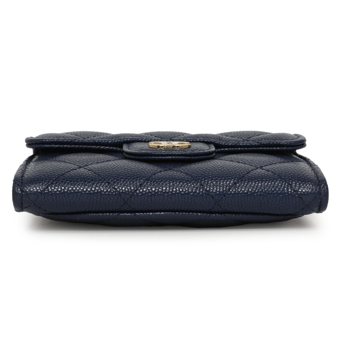 Exclusive Chanel Blue Quilted Caviar Flap Card Holder Wallet — Back View