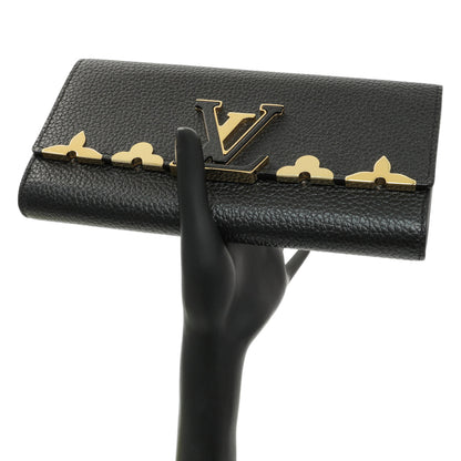 Exclusive Louis Vuitton Black Taurillon Leather Flower Studded Capucines Wallet — Alternate View 7