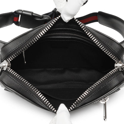 Exclusive Gucci Black Soft GG Supreme Monogram Web Belt Bag — Top View