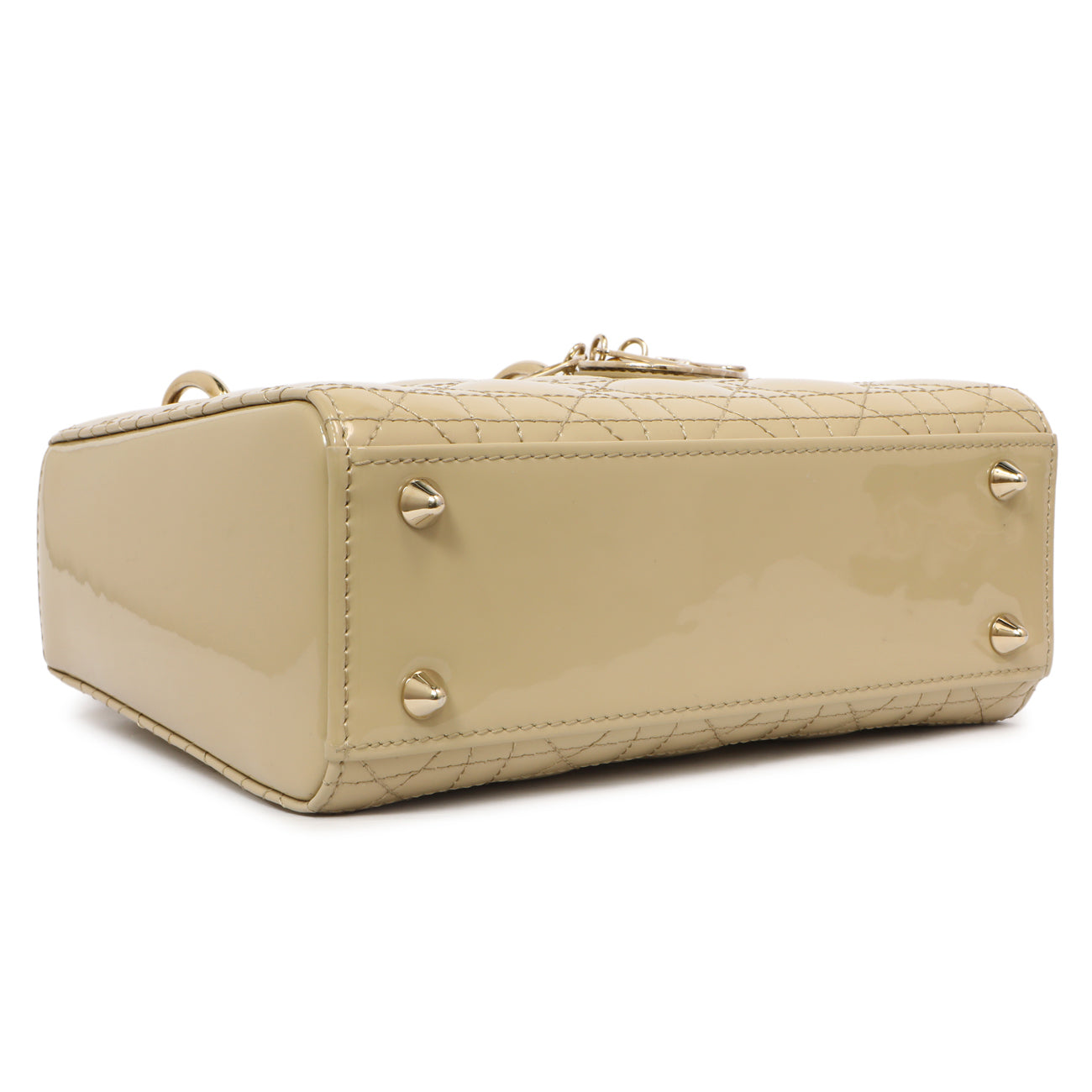 Exclusive Christian Dior Beige Patent Cannage Small Lady Dior — Back View