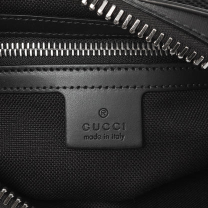 Exclusive Gucci Black Soft GG Supreme Monogram Web Belt Bag — Detail View