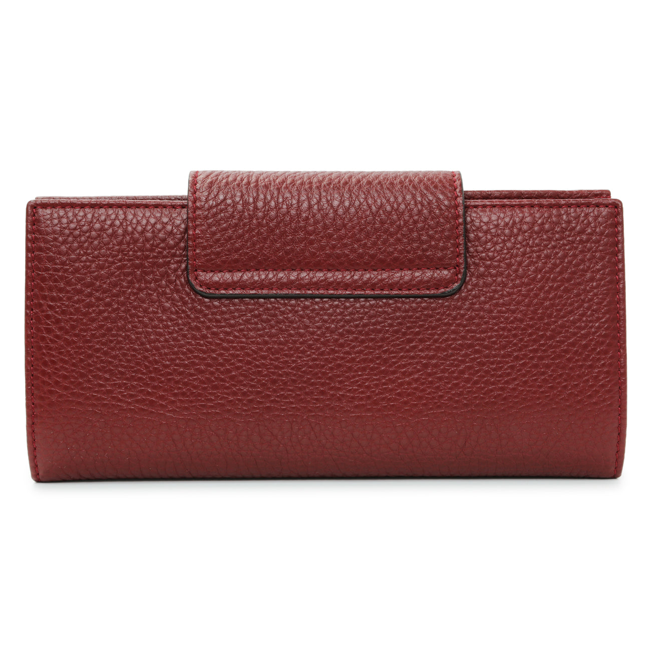 Exclusive Salvatore Ferragamo Burgundy Calfskin Gancini Flap Wallet — Side View