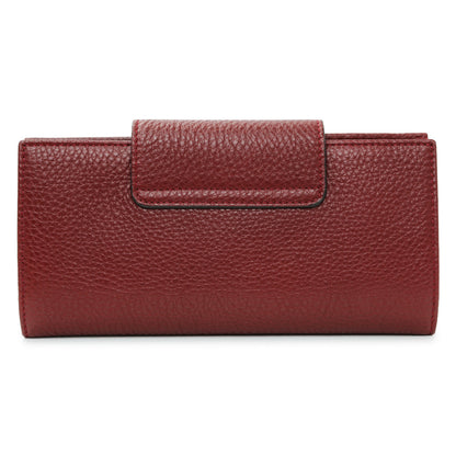 Exclusive Salvatore Ferragamo Burgundy Calfskin Gancini Flap Wallet — Side View