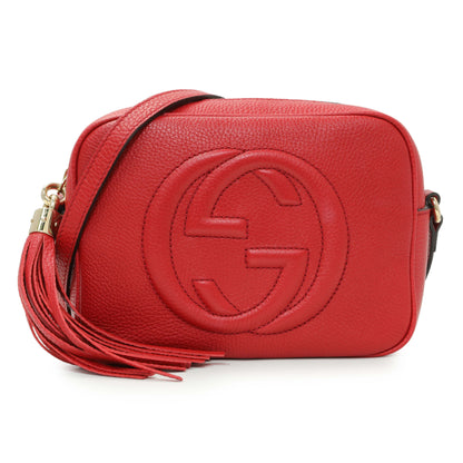 Exclusive Gucci Red Pebbled Calfskin Small Soho Disco Bag — Front View