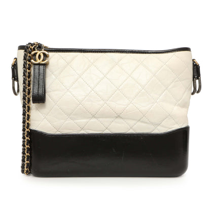 Exclusive Chanel White Black Aged Calfskin Medium Gabrielle Hobo — Side View